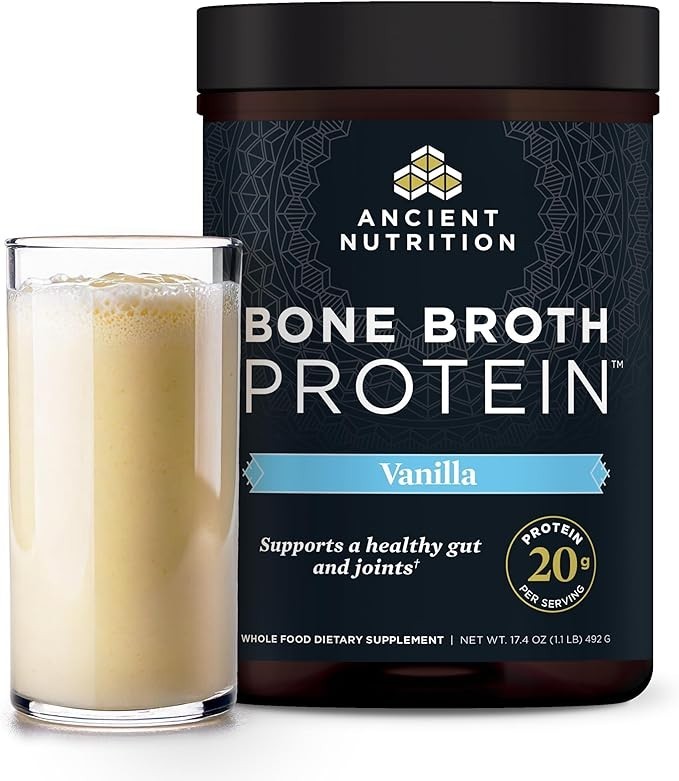 Ancient Nutrition Bone Broth Protein Powder Vanilla 20srv Grass Fed Collagen