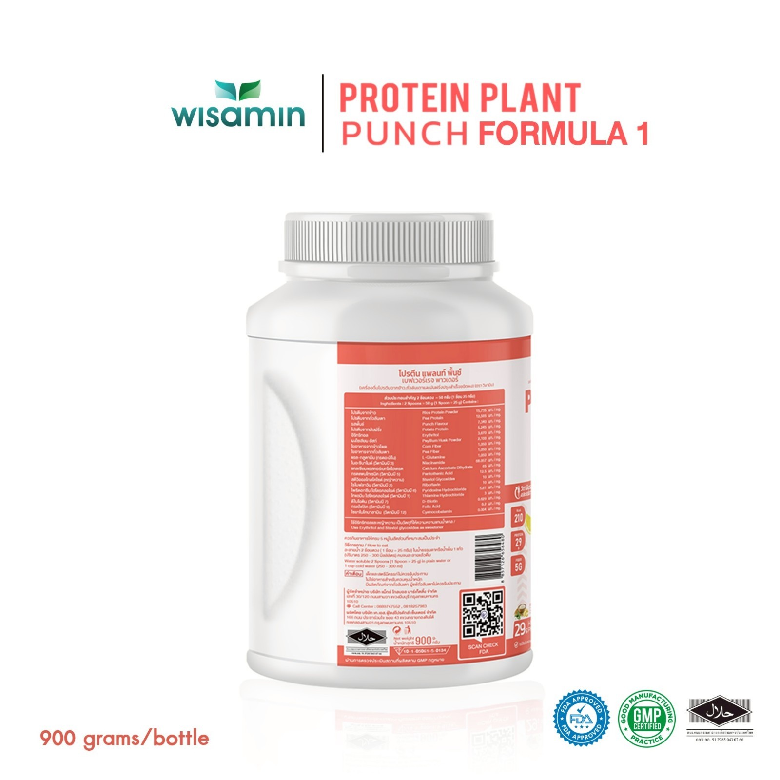 WISAMIN Plant Protein Punch Flavor 900g | 29g Protein, Organic, Vegan, Non GMO