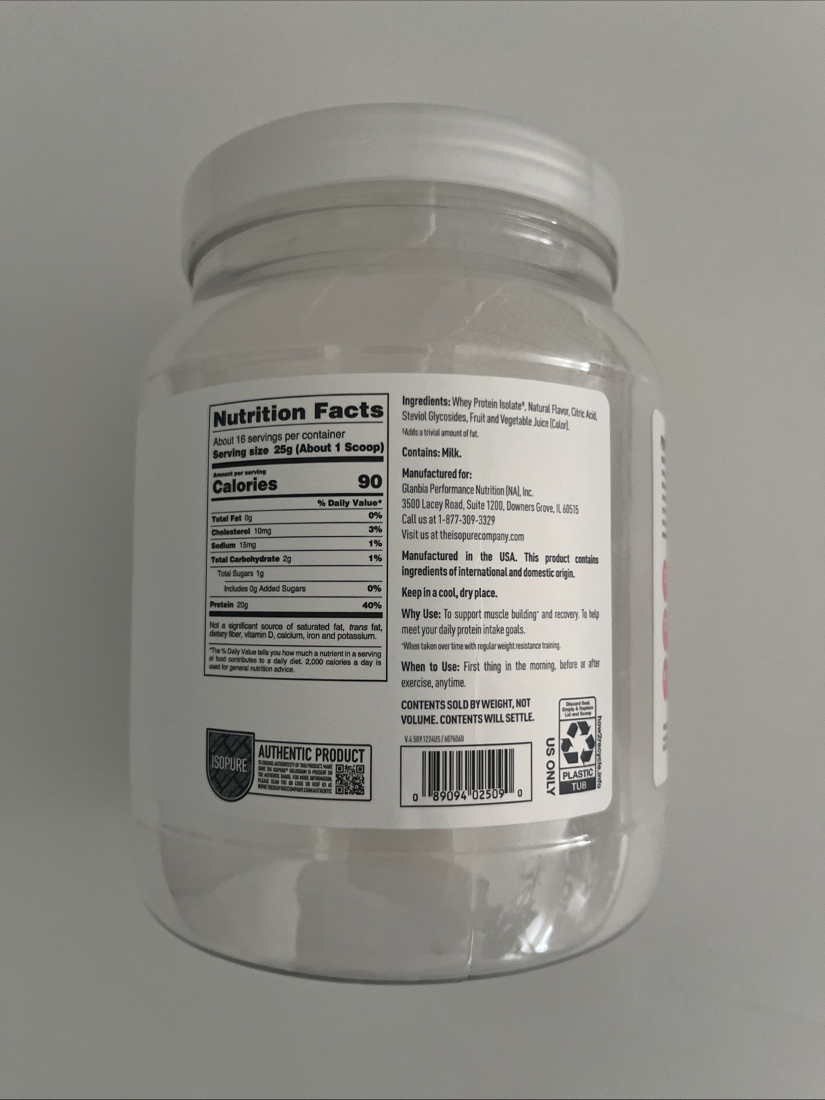 Isopure Infusions Whey Protein Powder 400g – Tropical Punch Exp. 5/27 New/Sealed