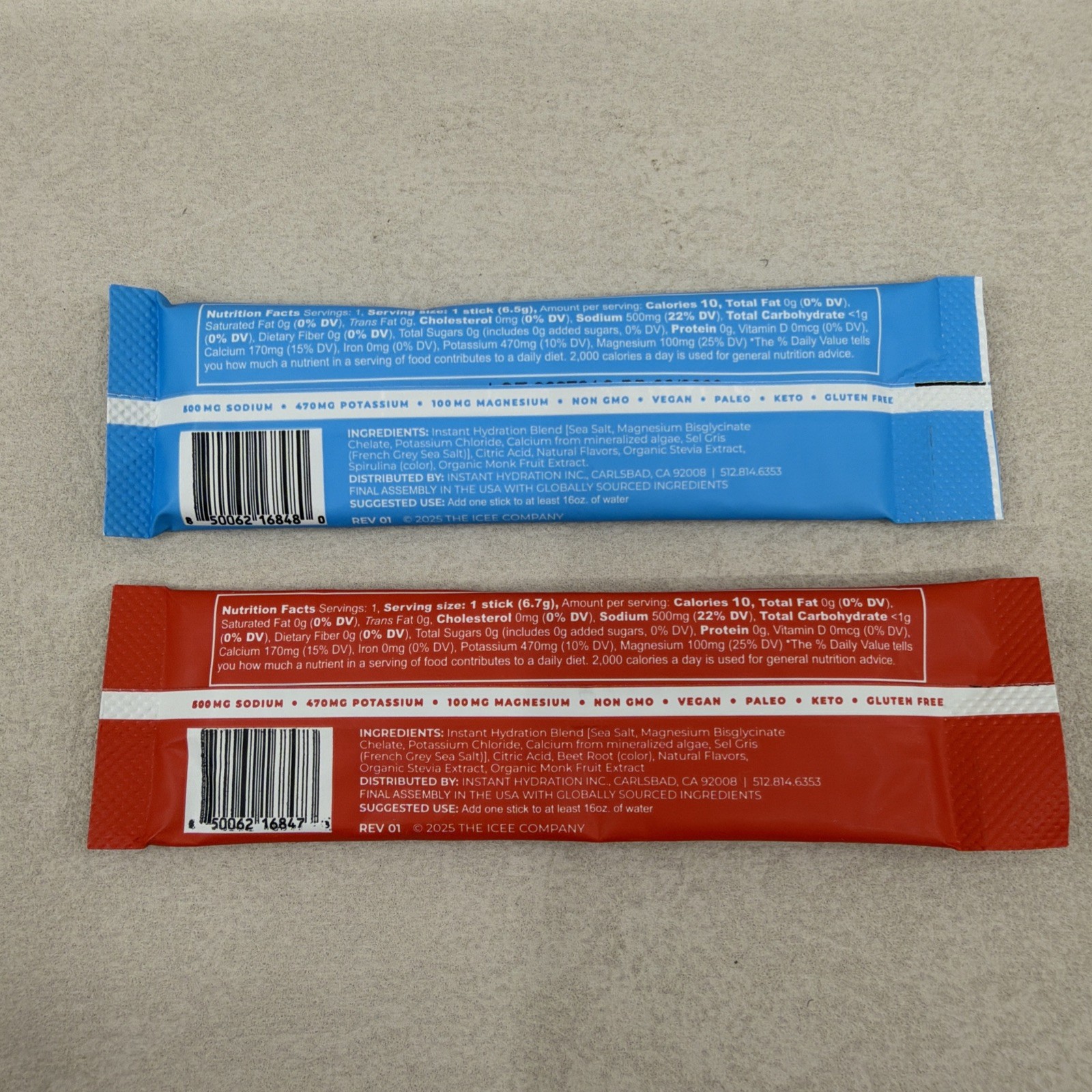 Instant Hydration Electrolyte Powder Packets ICEE Blue Raspberry Cherry Combo