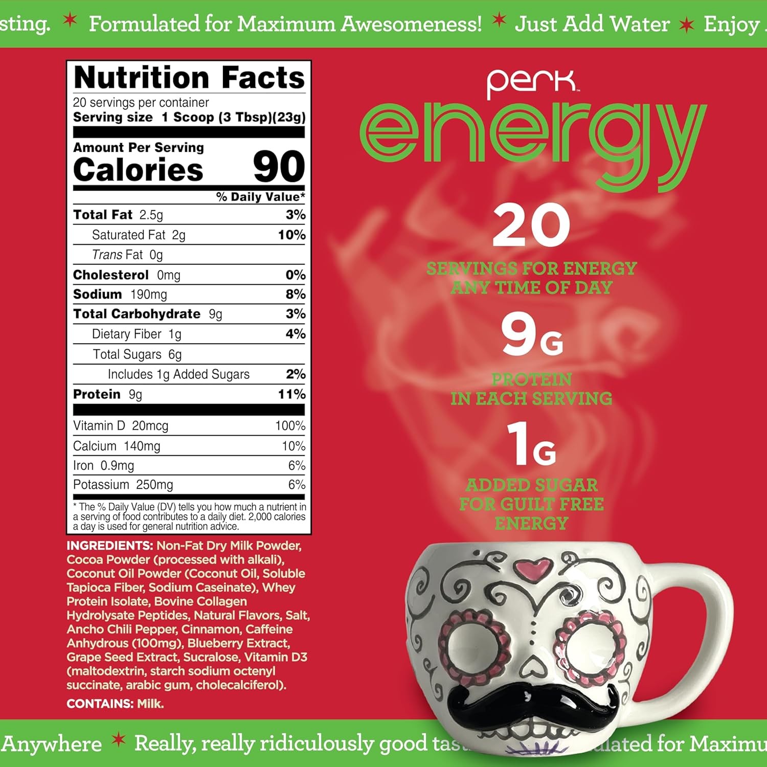 Perk Energy Original Mexican Hot Chocolate 20 Servings – Gluten Free