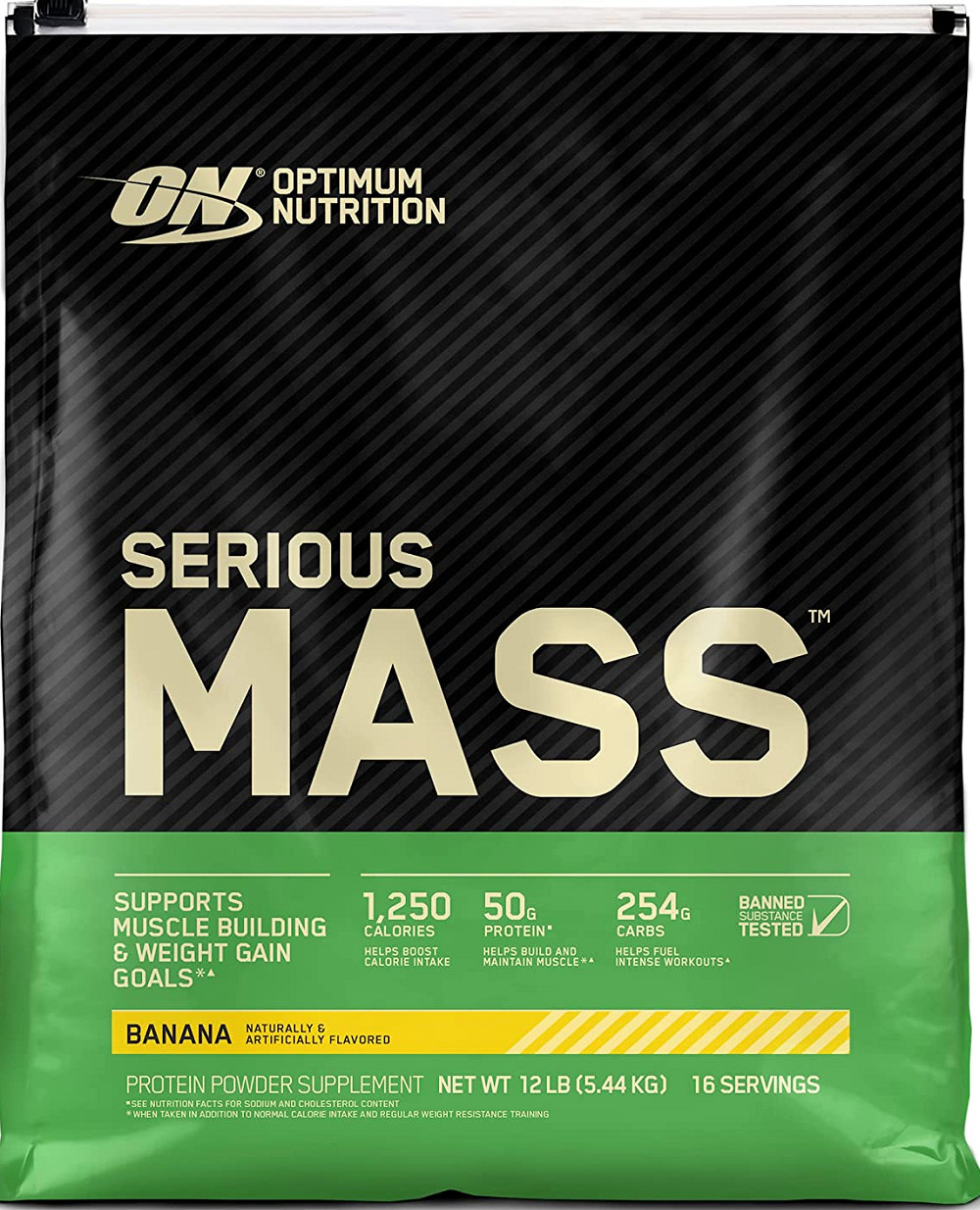 OPTIMUM NUTRITION SERIOUS MASS Gainer Protein Creatine Amino Acid Banana 12lbs