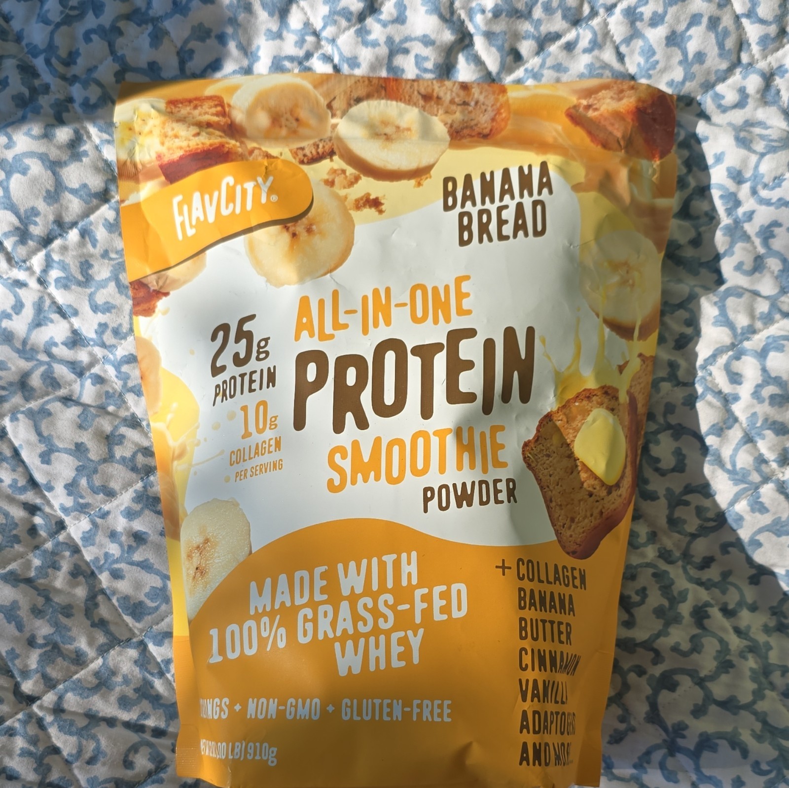FlavCity Banana Bread Protein Smoothie Powder 910g Grass Fed Non-GMO Gluten-Free