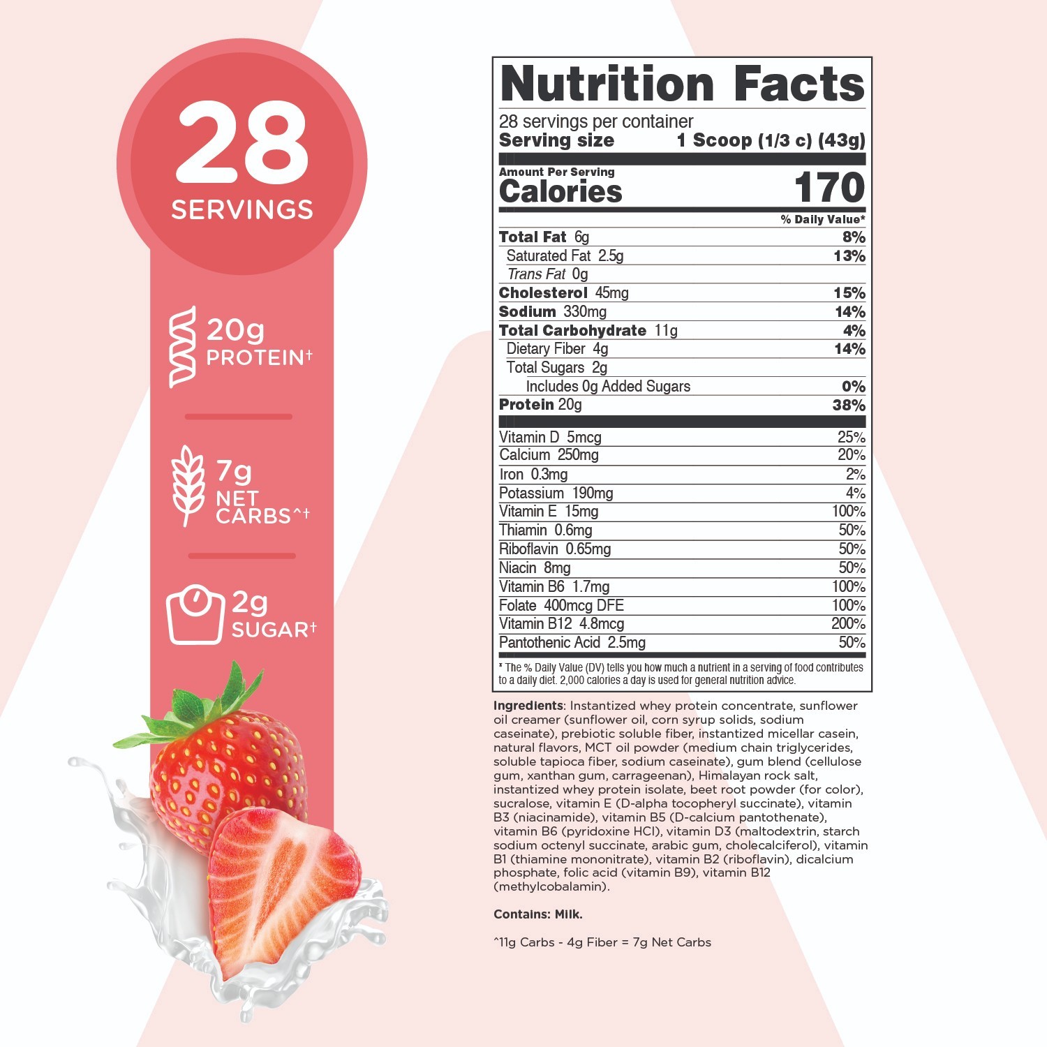 TransformHQ Meal Replacement Shake Powder 28 Servings (Strawberry & Cream)