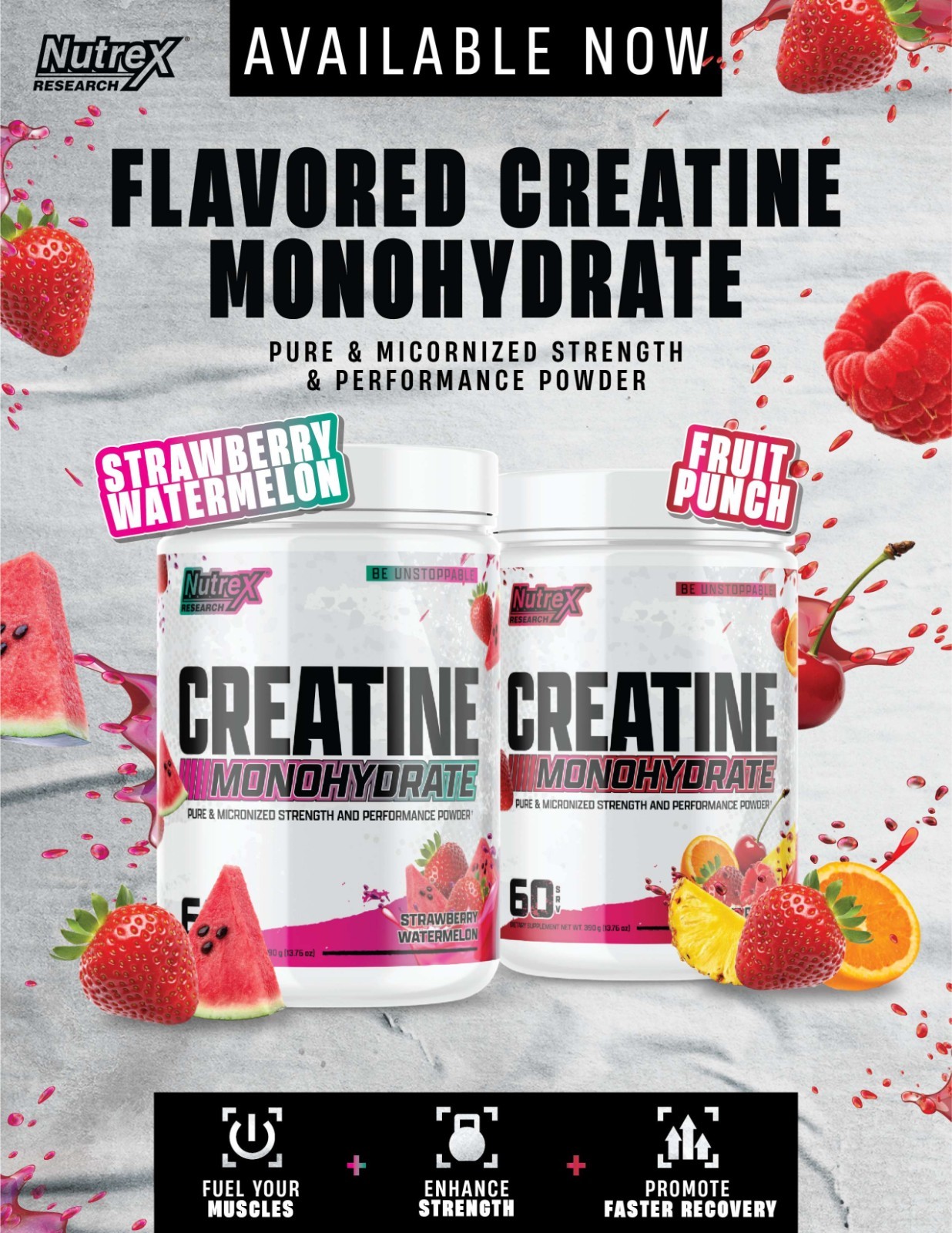 Nutrex Flavored CREATINE Monohydrate Powder Micronized For Men & Women 60 Svgs