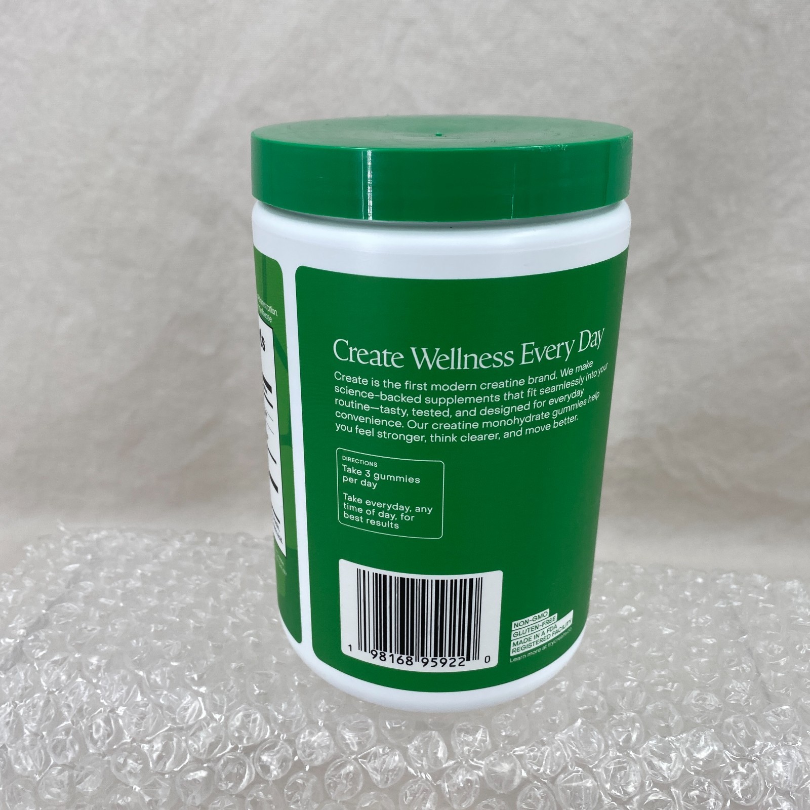 Create Creatine Monohydrate Gummies Sour Green Apple 90 Count NEW