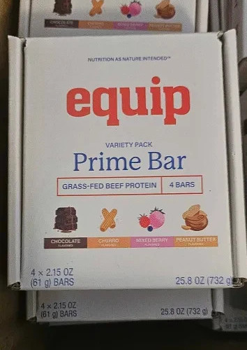Equip Prime Bar Variety Pack Grass-fed Beef Protein | 4 Flavors | Best By Nov 26