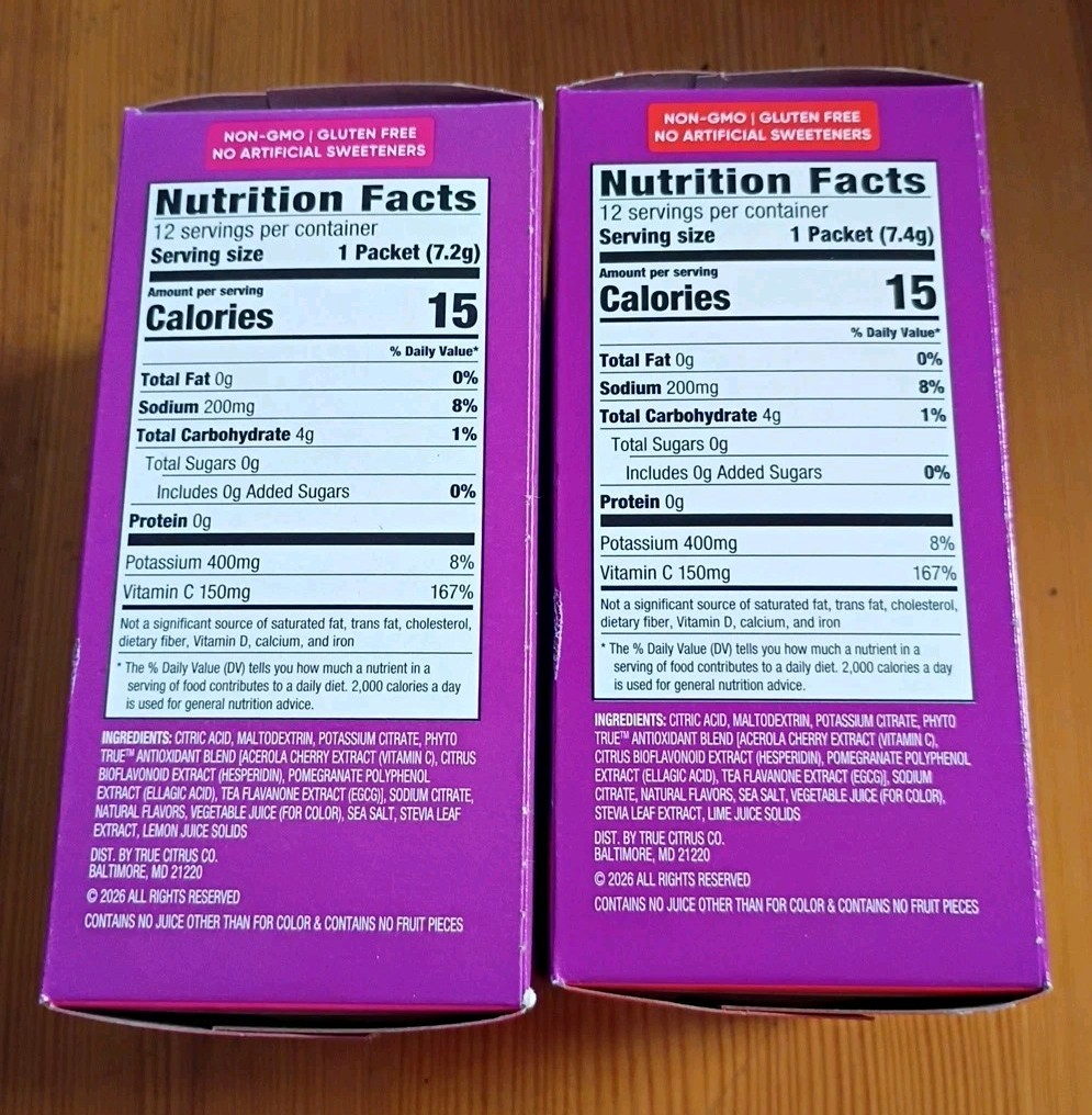 True Lemon DEFEND YOUR WELLNESS Raspberrry Lime Berry Blend Drink Mix 24 Packets