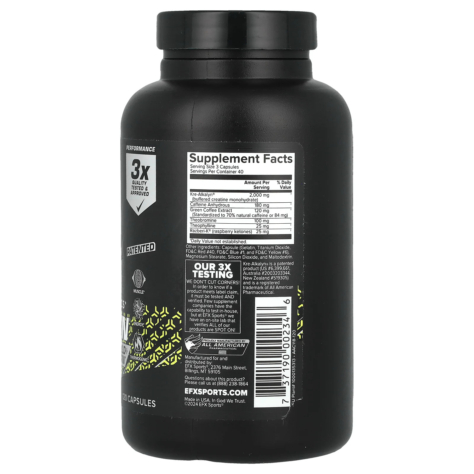 EFX Sports Kre-Alkalyn Hardcore 120 Capsules Informed Choice