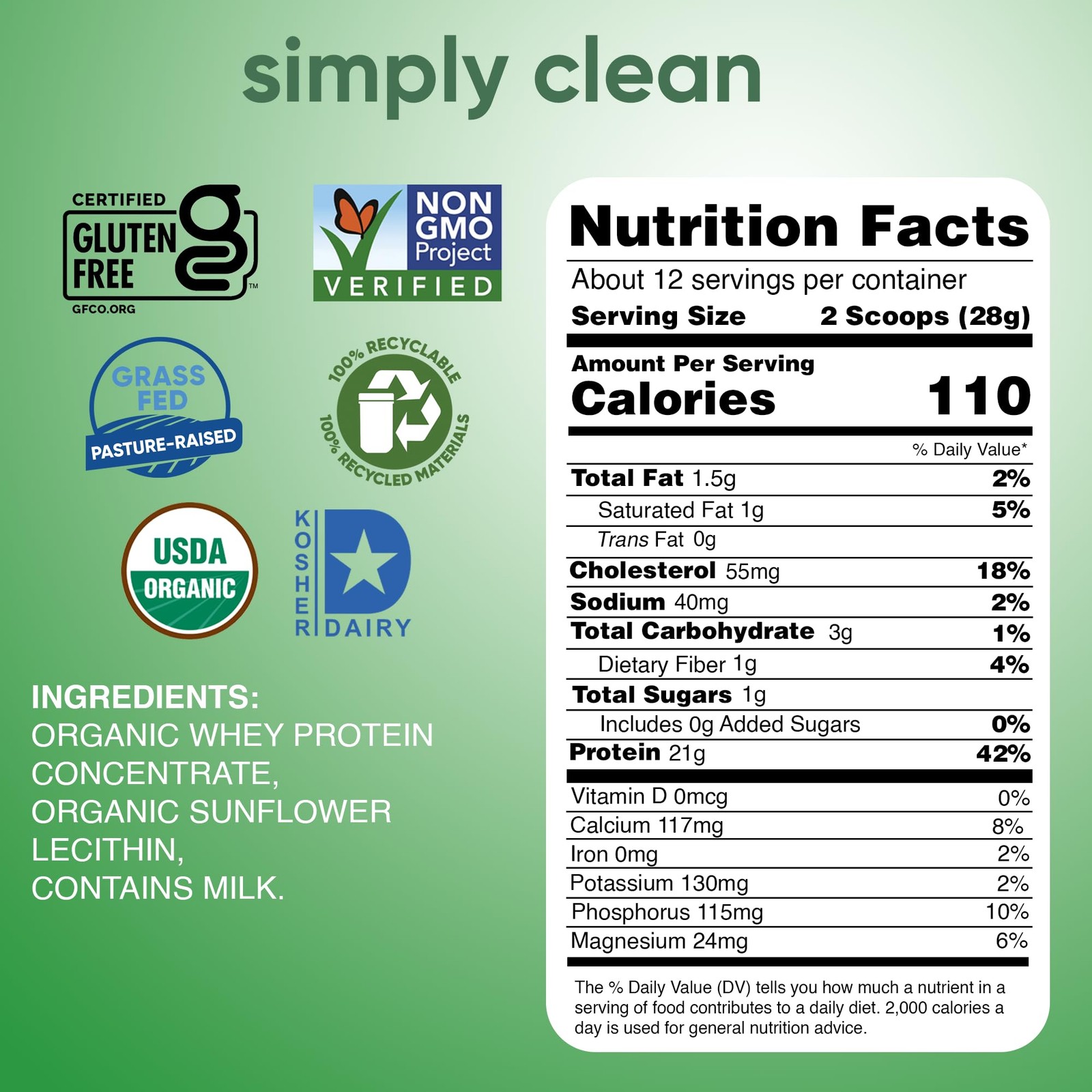Simply tera’s Organic Whey Protein Powder Grass Fed Whey Protein Powder With…