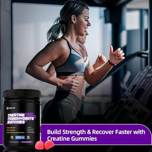Creatine Gummies 5000mg 90 Count Sugar Free Vegan Strawberry