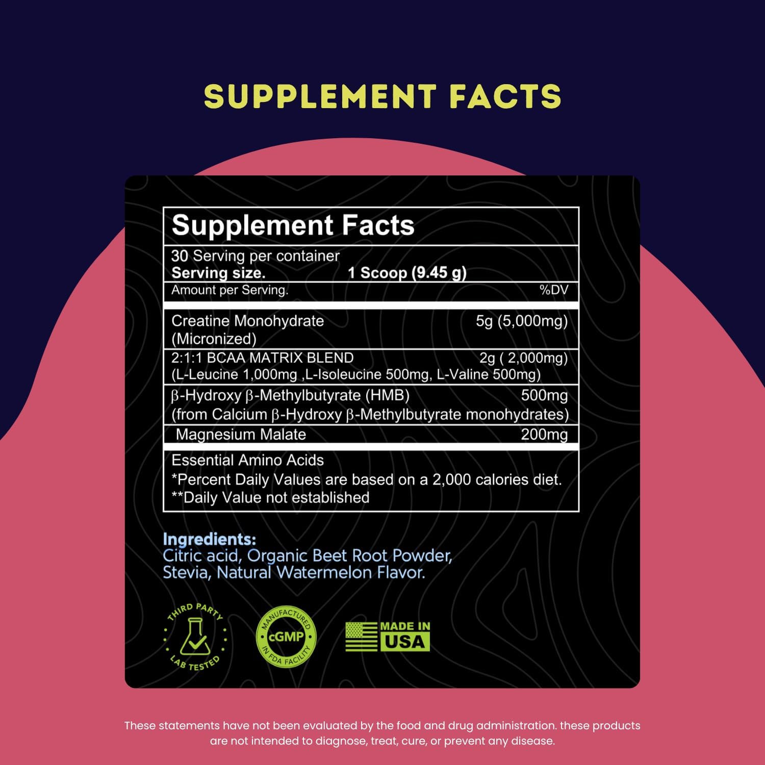 Creatine Monohydrate 5G with Bcaas –Support Muscles, Cellular Energy and Cogniti