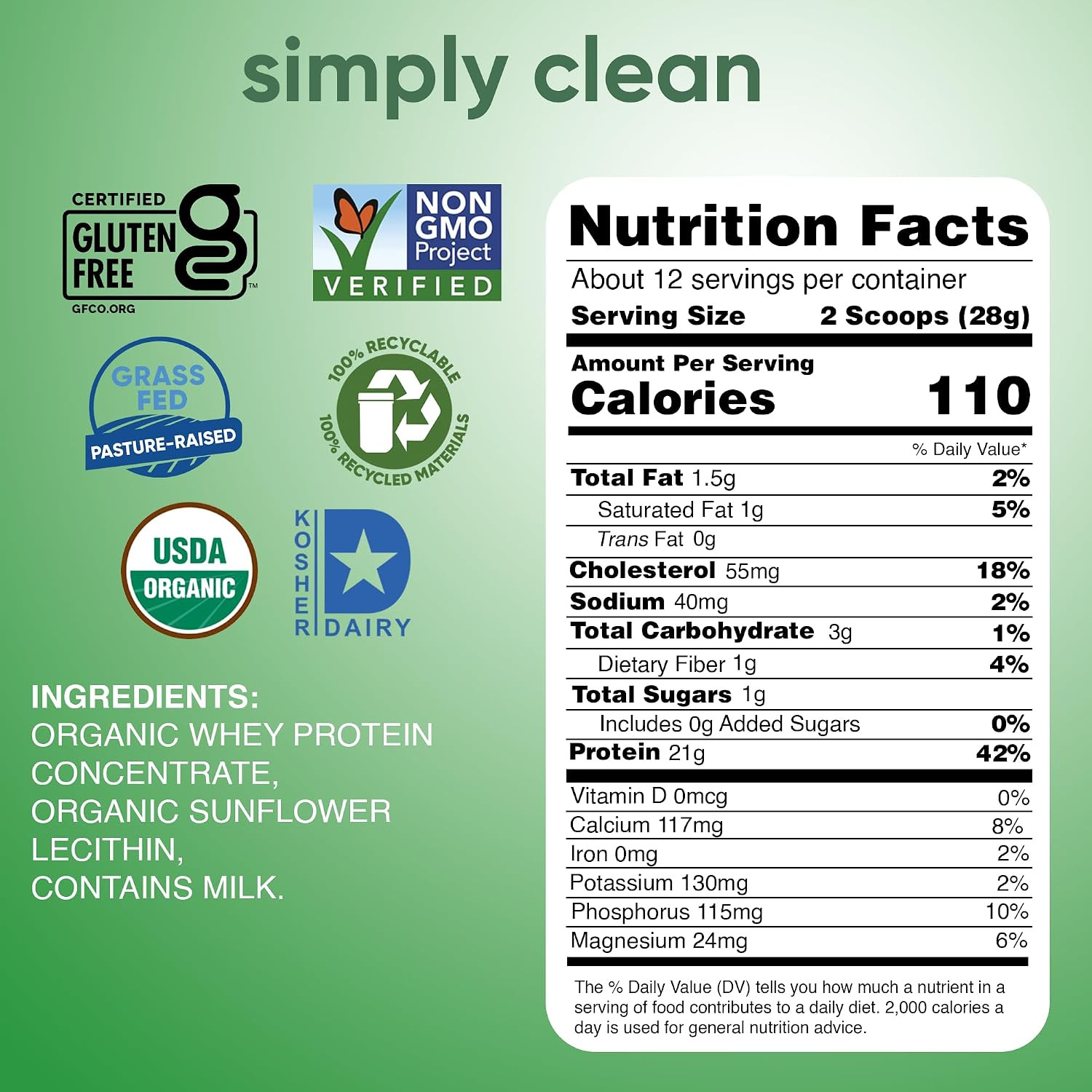 Organic Whey Protein Powder – Grass Fed Whey Protein Powder without Artificial S