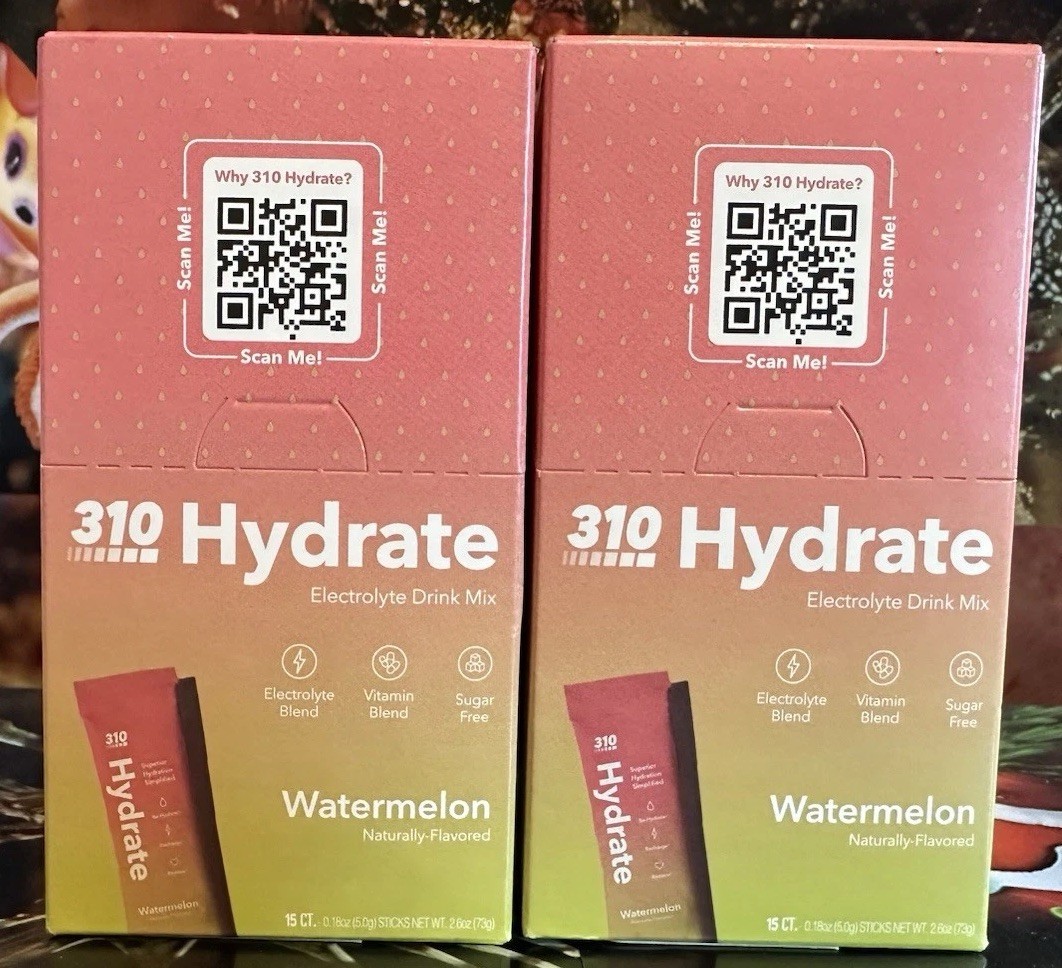 2x Boxes Watermelon 310 Nutrition Hydrate Electrolyte 283% B12 +B6+B5+B3 +111% C