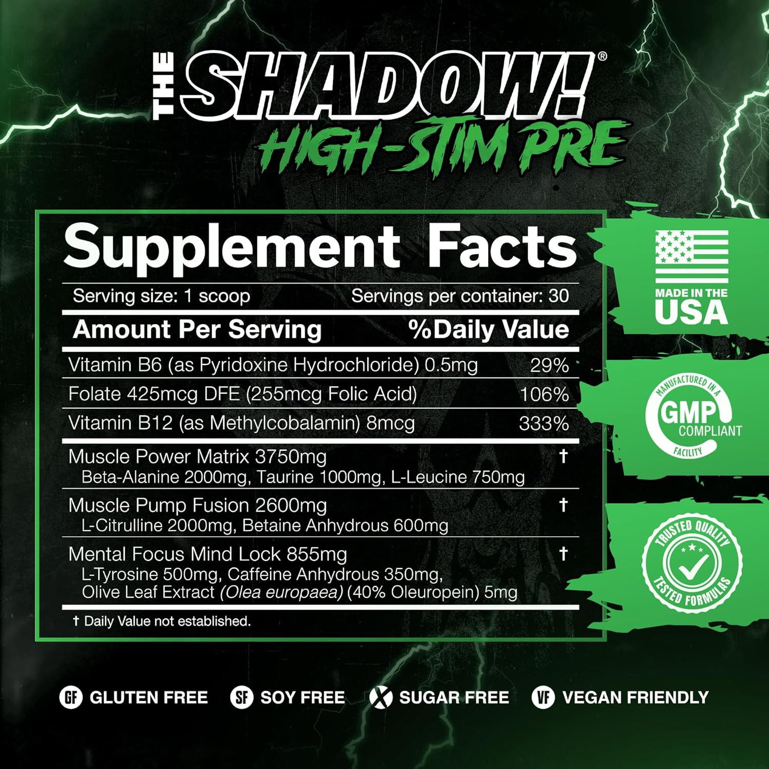 the Shadow! High Stim Preworkout – Pre Workout Powder for Men & Women, High Caff
