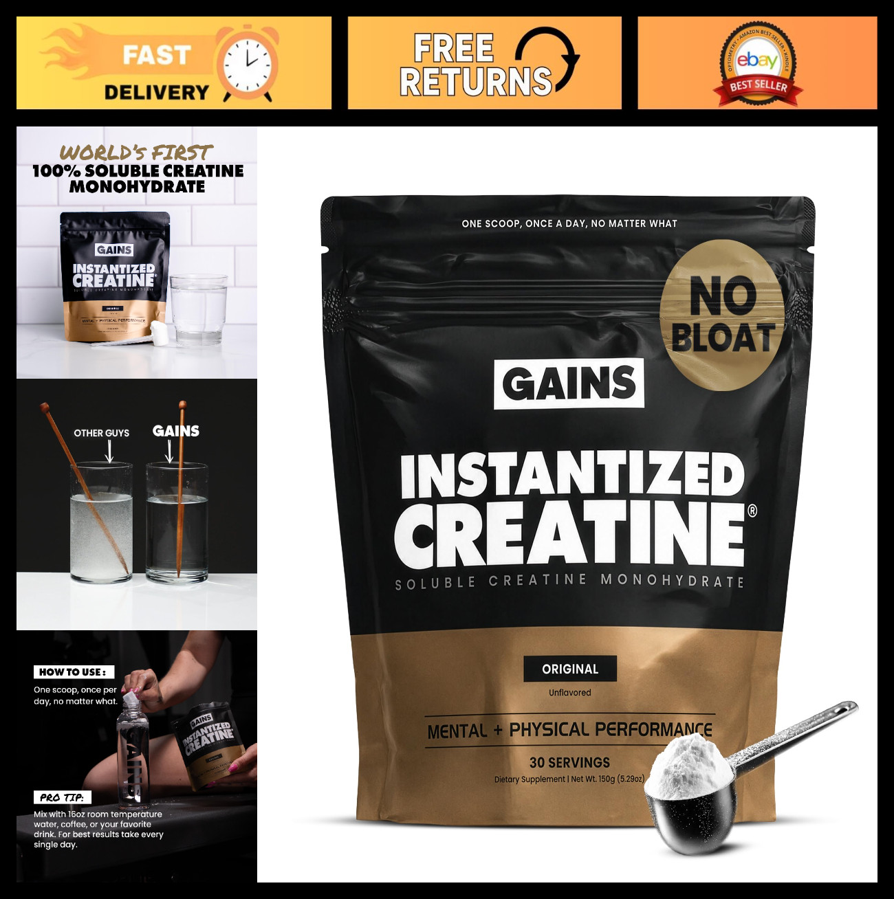 Instantized Creatine Monohydrate Powder – Muscle Building, Strength, Performance