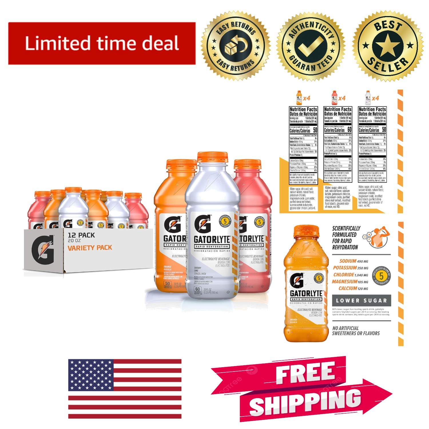 Hydrate Healthily: Gatorlyte Electrolyte Drink Variety Pack – 5 Electrolytes