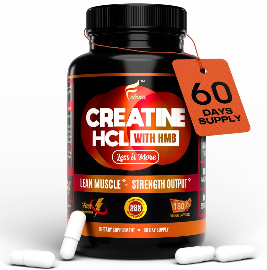 Creatine HCL Capsules with HMB – Workout Supplement for 180 Count (Pack of 1)