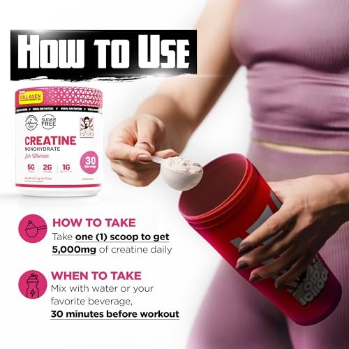 Creatine Monohydrate Powder 5000mg Collagen BCAA Women Strength Recovery