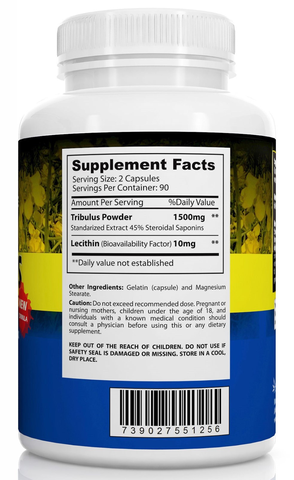 Tribulus Terrestris for Men 1500mg 45% Saponins 180 Powder Capsules