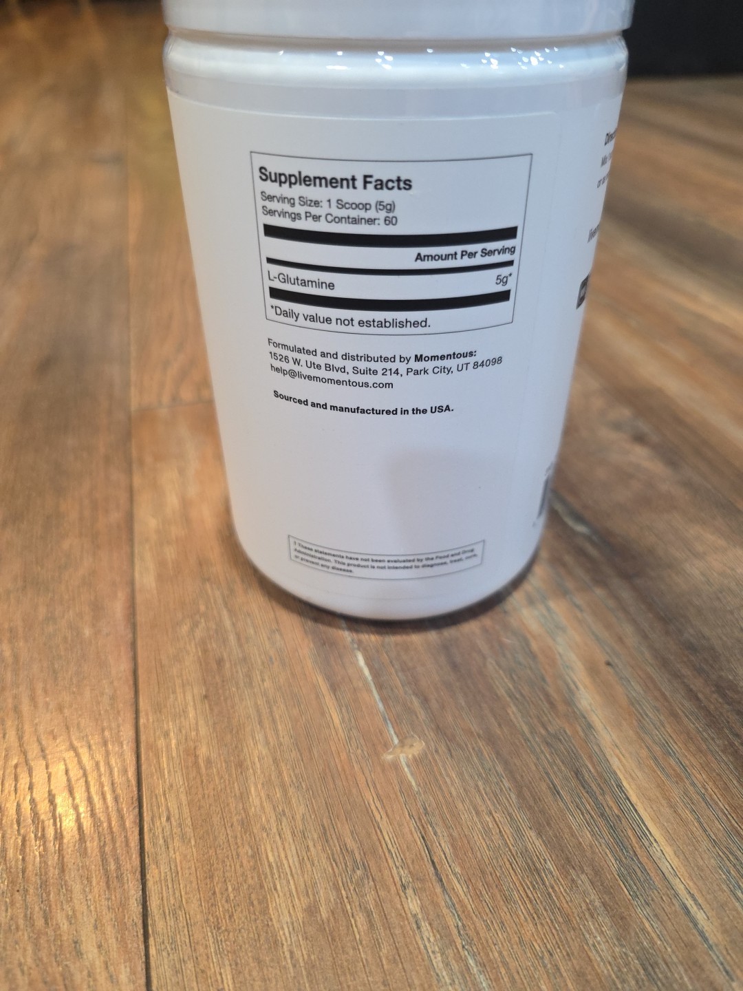 Momentous L-Glutamine Powder NSF Certified for Sport, 60 Servings