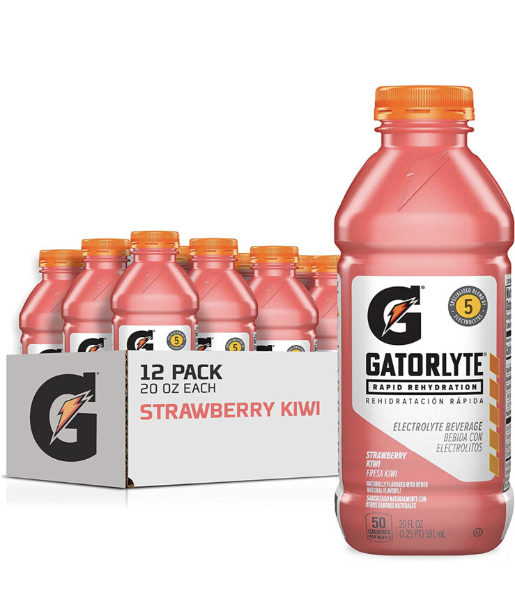 Gatorlyte Rapid Rehydration Electrolyte Beverage Strawberry Kiwi 12 Pack