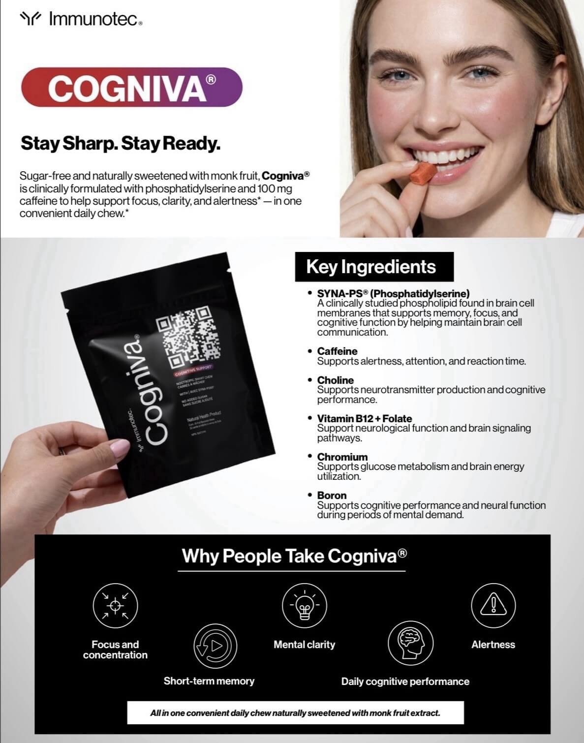Immunotec COGNIVA Support Clarity & Memory 30 Smart Chews