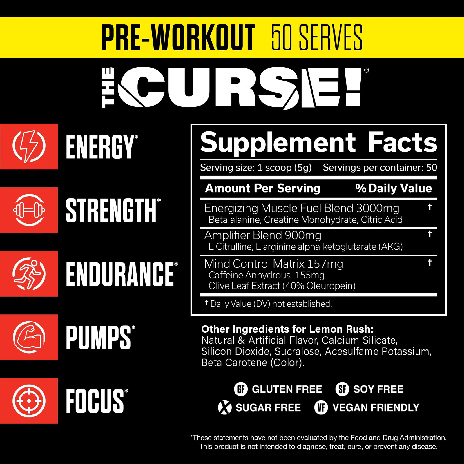 JNX Sports® the Curse Pre Workout Powder Lemon Rush Pre Workout Mix for Energy a