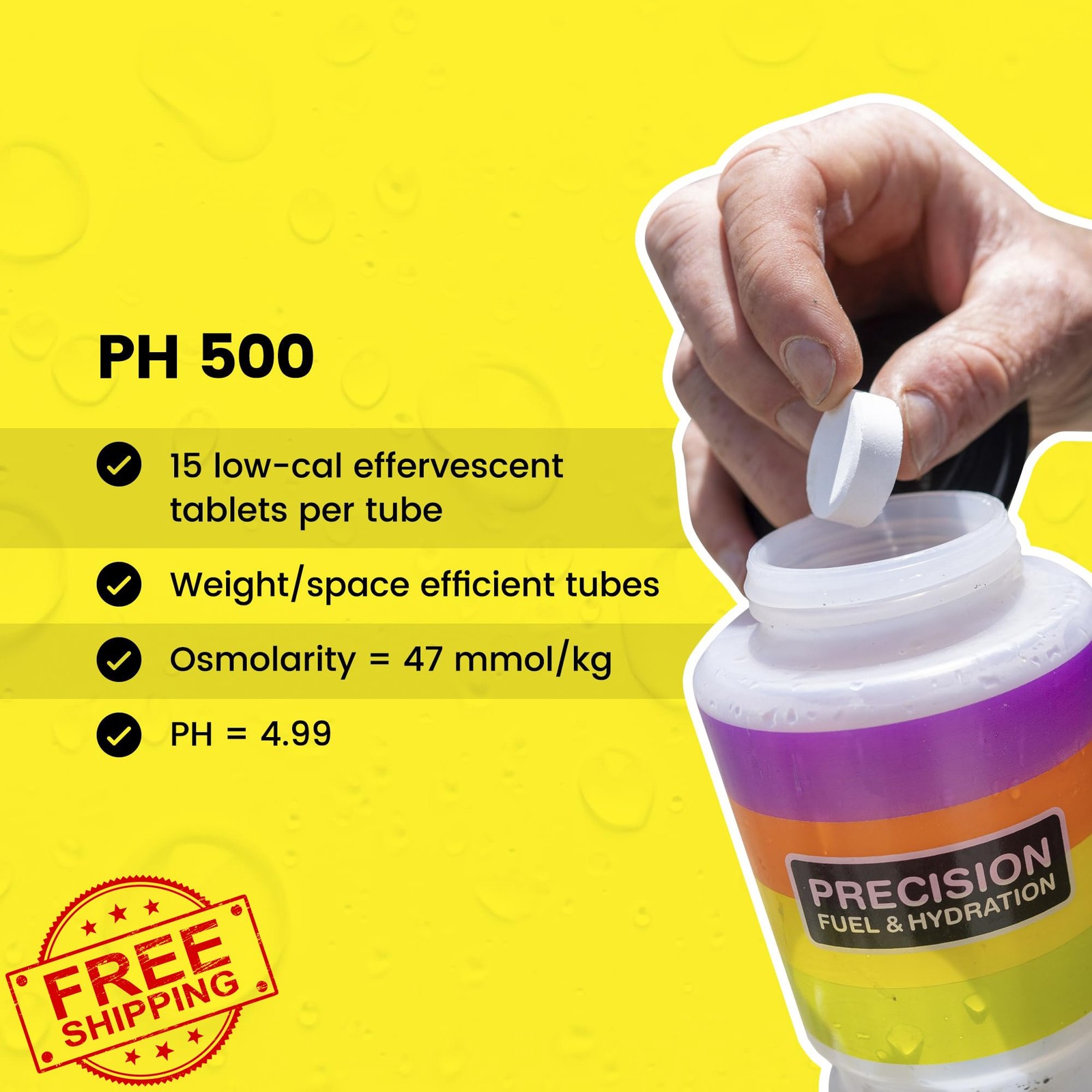 Precision Hydration Electrolyte Tablets, Yellow Tube, 500mg/L