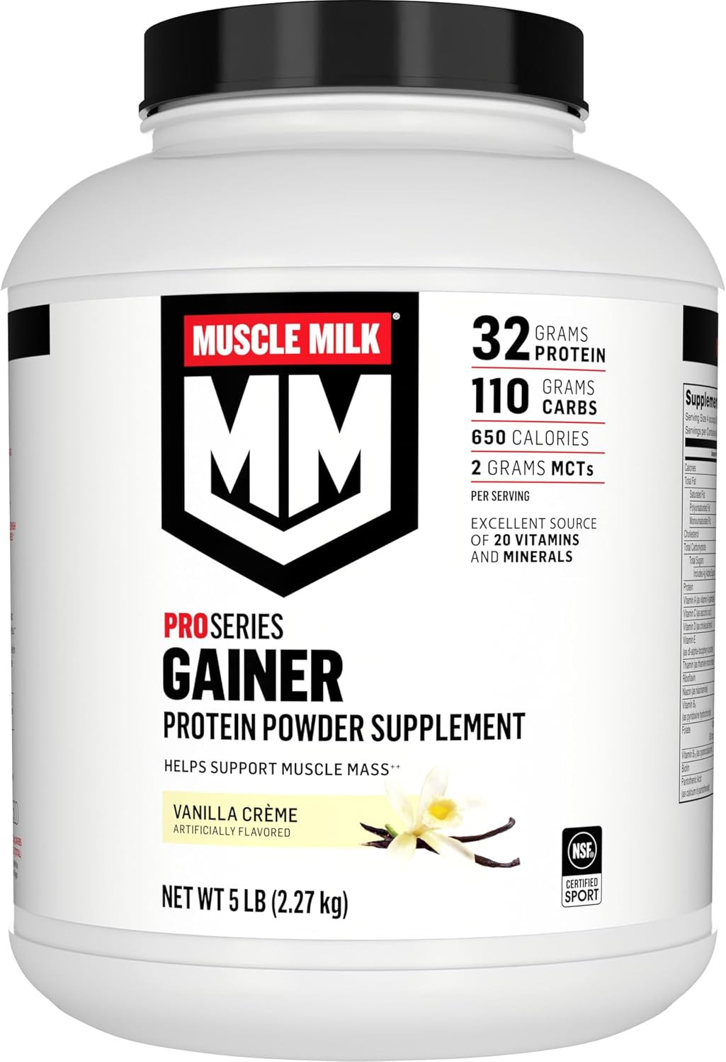 Muscle Milk Gainer Protein Powder, Vanilla Creme, 32G Protein, 5 Pound