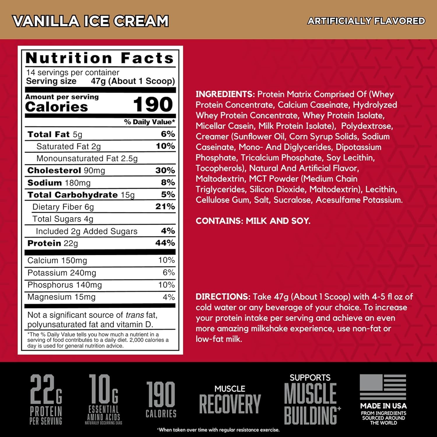 Vanilla Ice Cream SYNTHA-6 Protein Powder – 14 Servings, Muscle Gain & Recovery