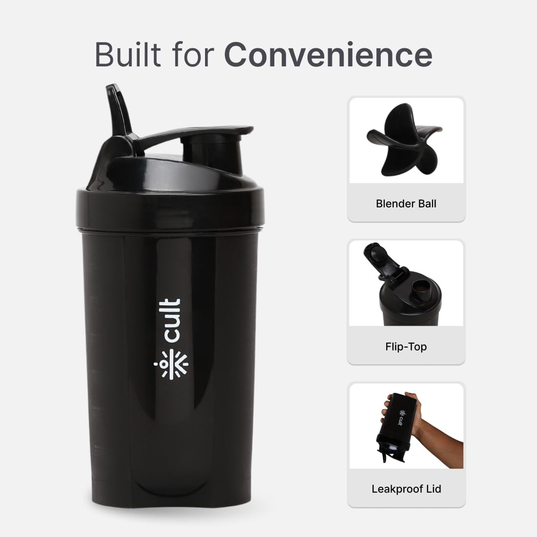 CULT Mini Shaker Bottle 600ml Black