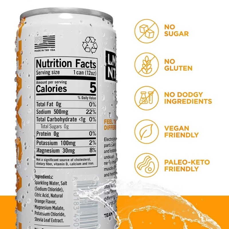 Zero Sugar Orange Electrolyte Drink – 4pk/12 fl oz Cans