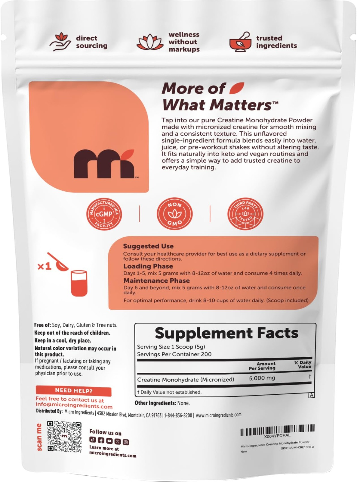 Micro Ingredients Creatine Monohydrate Powder 1 kg (2.2 2.2 Pound (Pack of 1)
