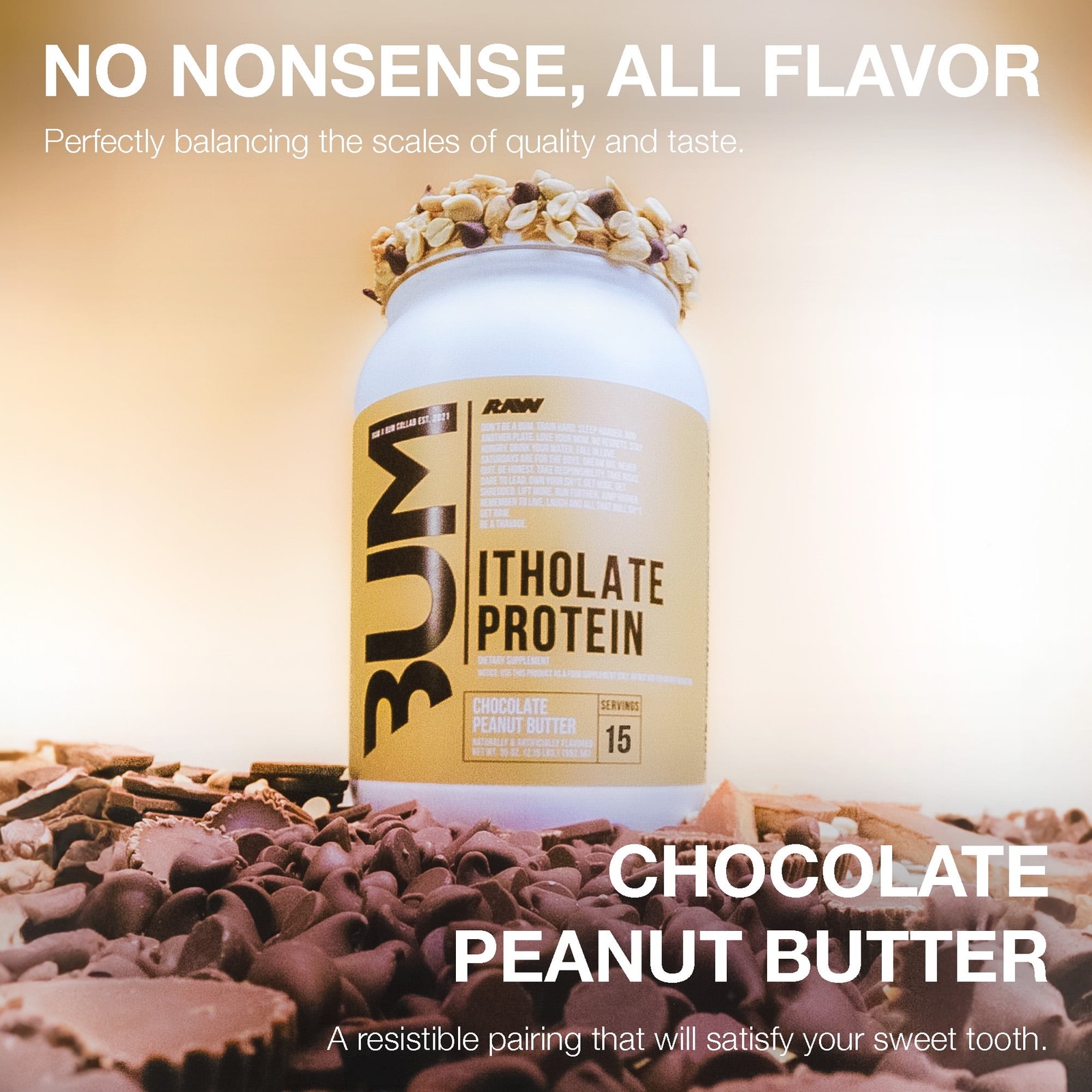 Raw Nutrition BUM Itholate Protein Powder, Growth & Recovery, Chocolate Peanut