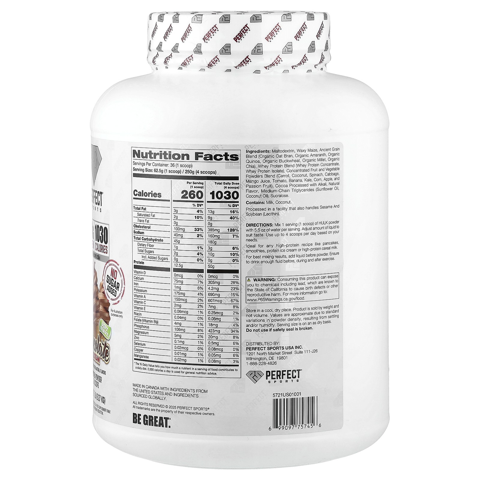 Hulk Clean Mass Gainer, Chocolate Ice Cream, 5 lb (2.27 kg)