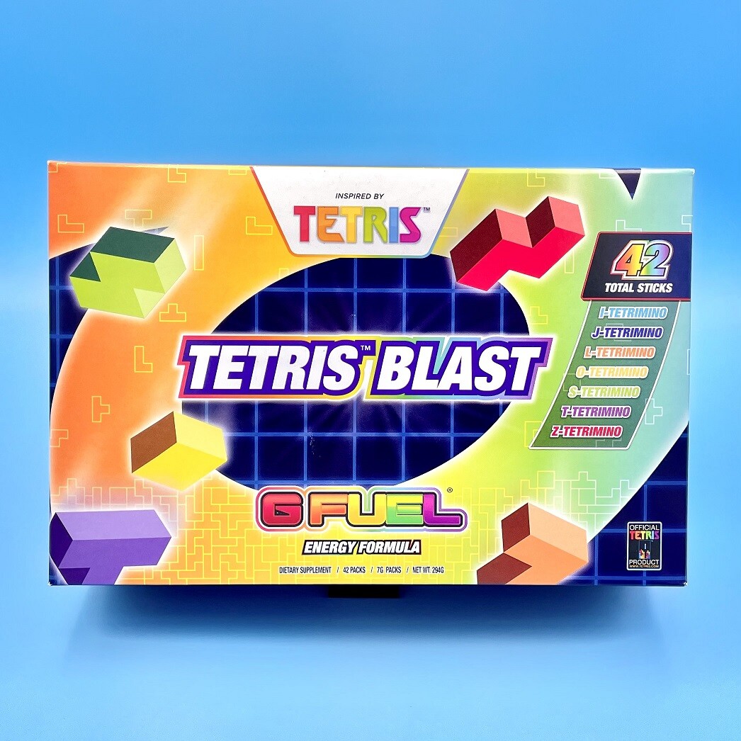 G Fuel Tetris Blast Collector’s Box + Shaker Cup 42 Packs (7 Tetrimino Flavors)