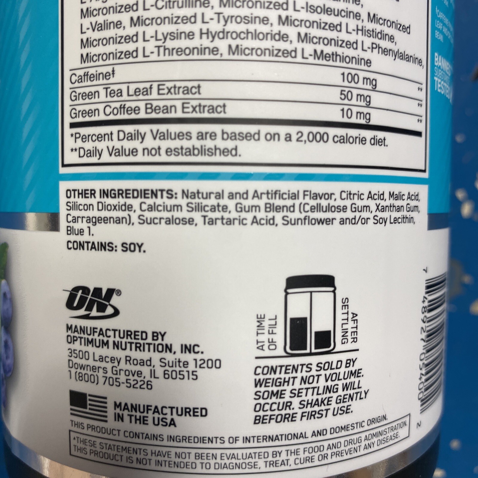 Optimum Nutrition Essential Amino Energy ON Blueberry Mojito 30 Servings 9.5oz