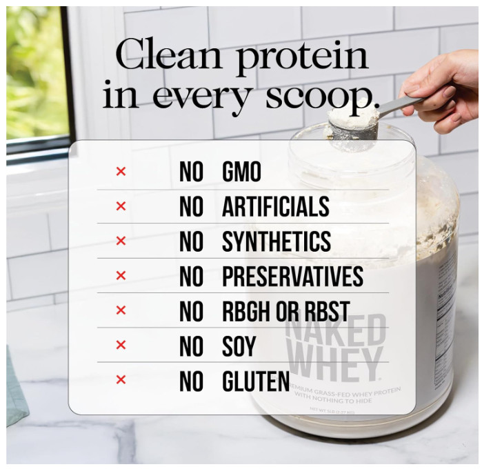 NAKED Whey Isolate Protein Unflavored, Grass-Fed, 28 Servings
