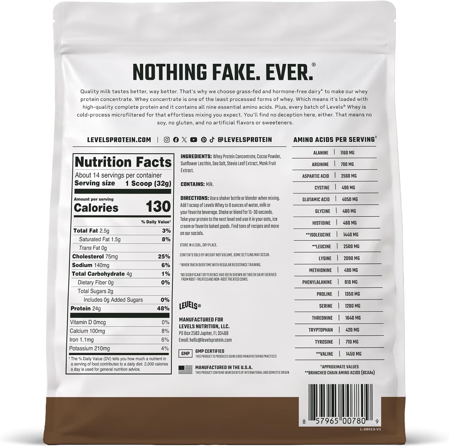Whey Protein Powder 1LB Double Chocolate BCAA Clean No Sugar Proteina Suplemento