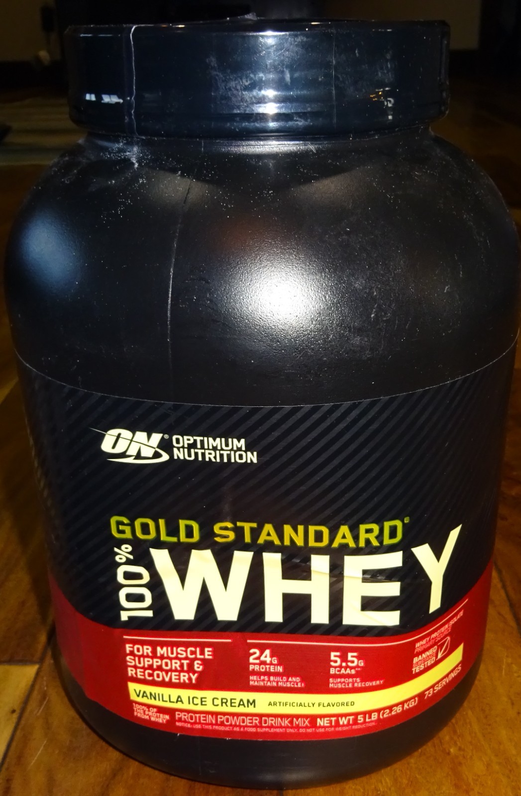 Optimum Nutrition, Gold Standard 100% Whey Protein Powder, Vanilla Ice Cream 5lb