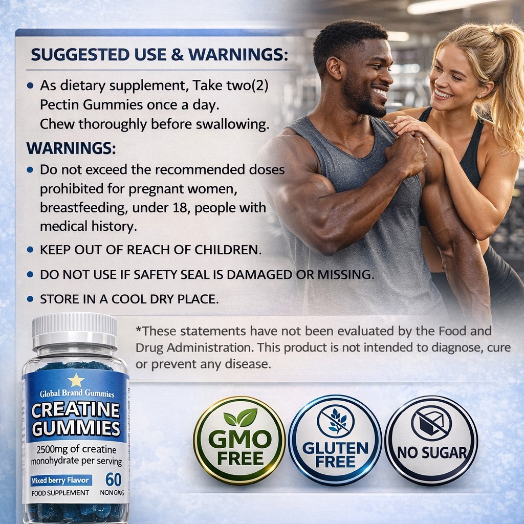 Creatine Gummies 3 Pack Lot 180 Ct 2500mg Muscle Growth Energy Gluten Free