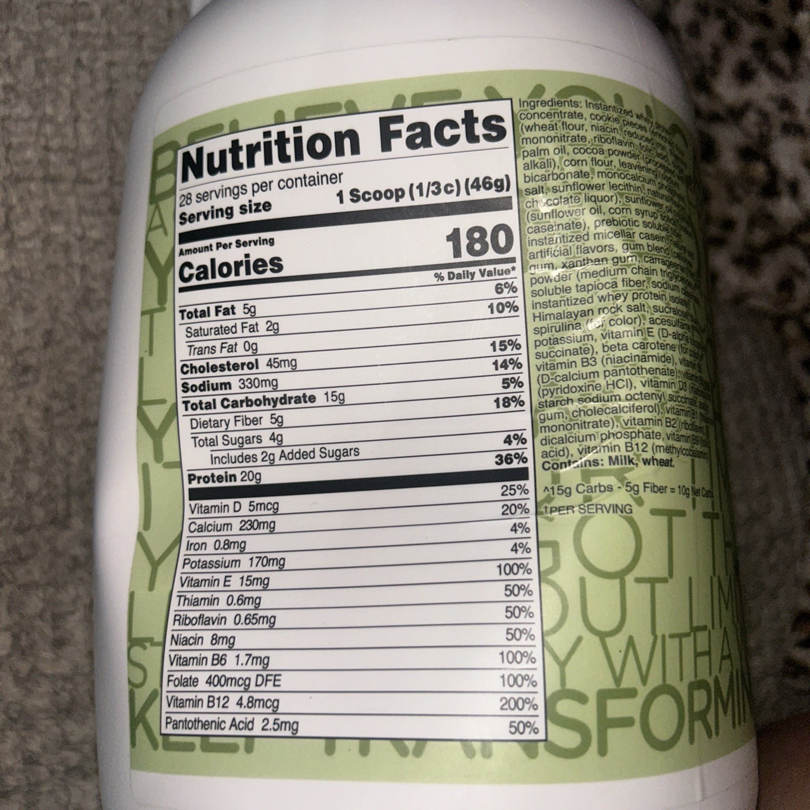 TransformHQ Meal Replacement Shake Powder 28 Servings (Mint Chocolate Chip)