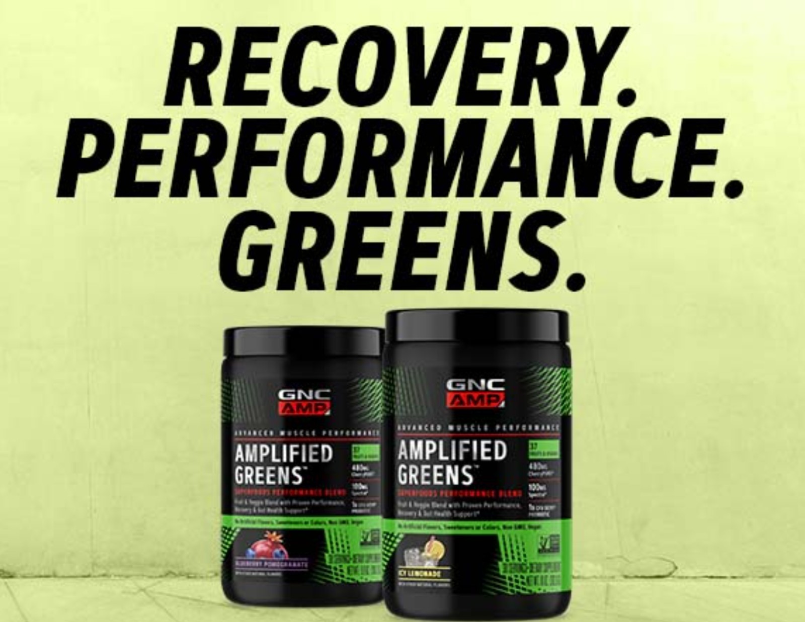 GNC AMP AMPLIFIED GREENS Powder 10oz (30 Serv) Blueberry Pomegra BEST BY 08/26