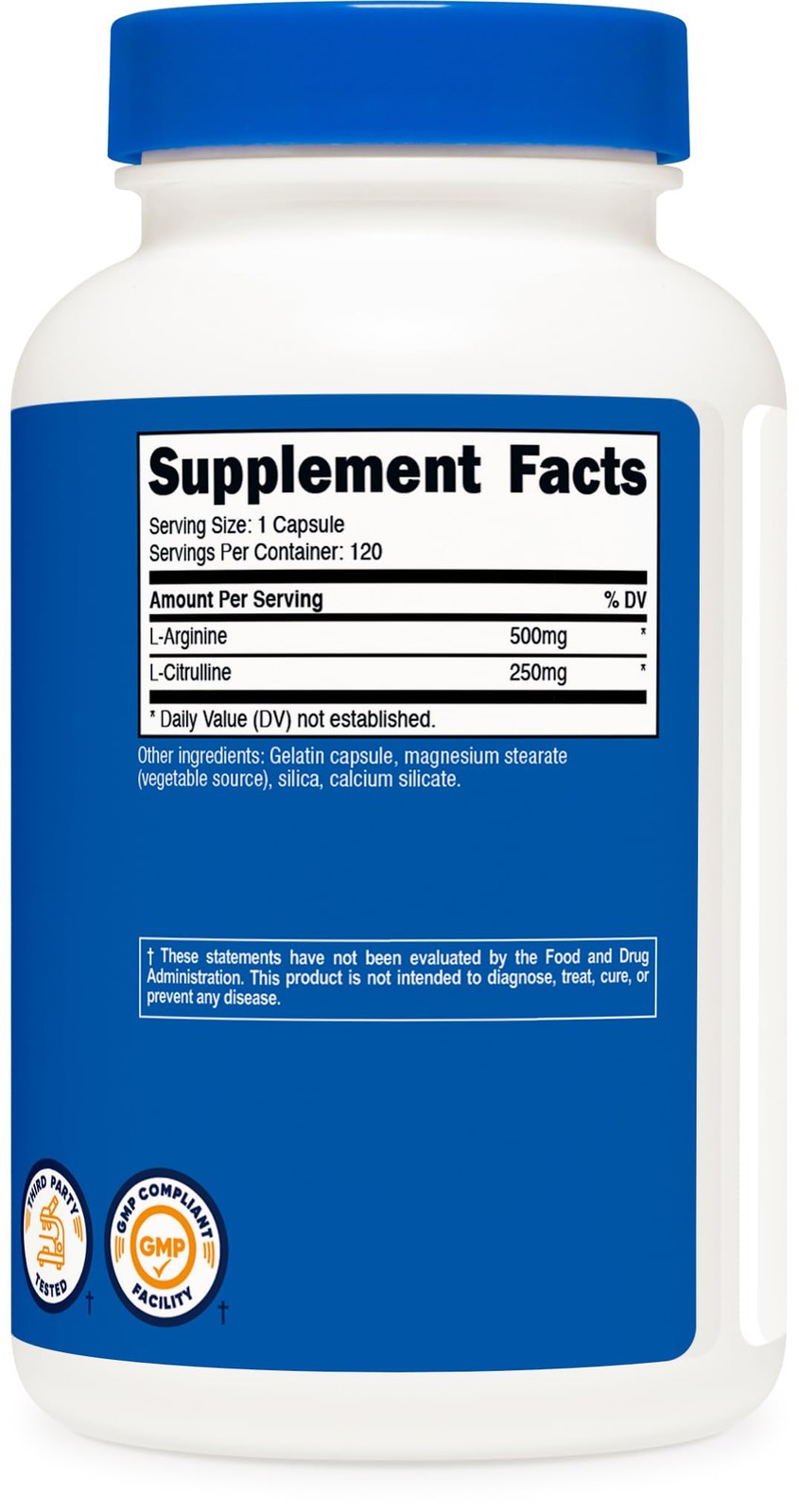 Nutricost L-Arginine L-Citrulline Complex 120 Count (Pack of 1), Multicolor