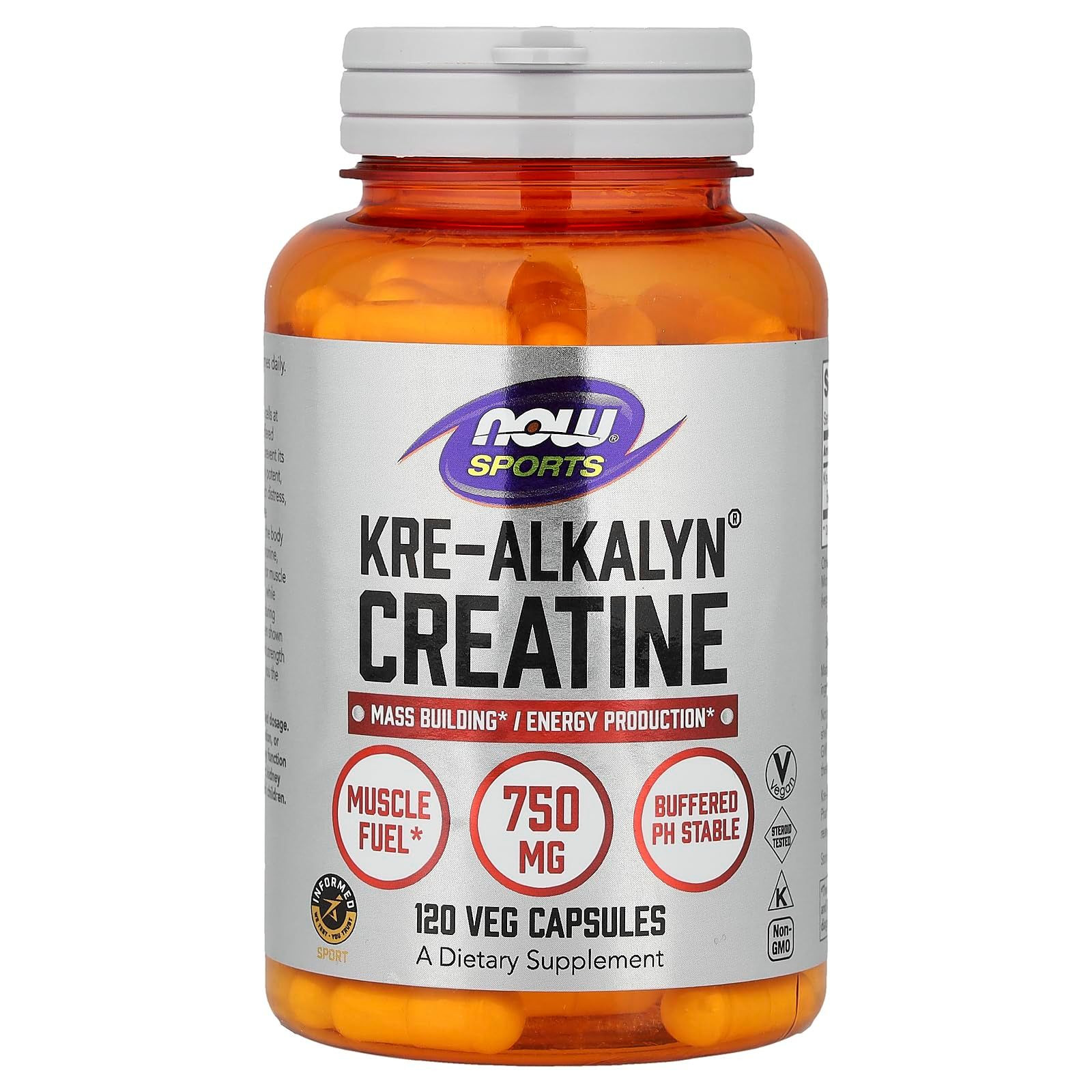 NOW Foods Sports Nutrition, Kre-Alkalyn 120 Count (Pack of 1), Off White