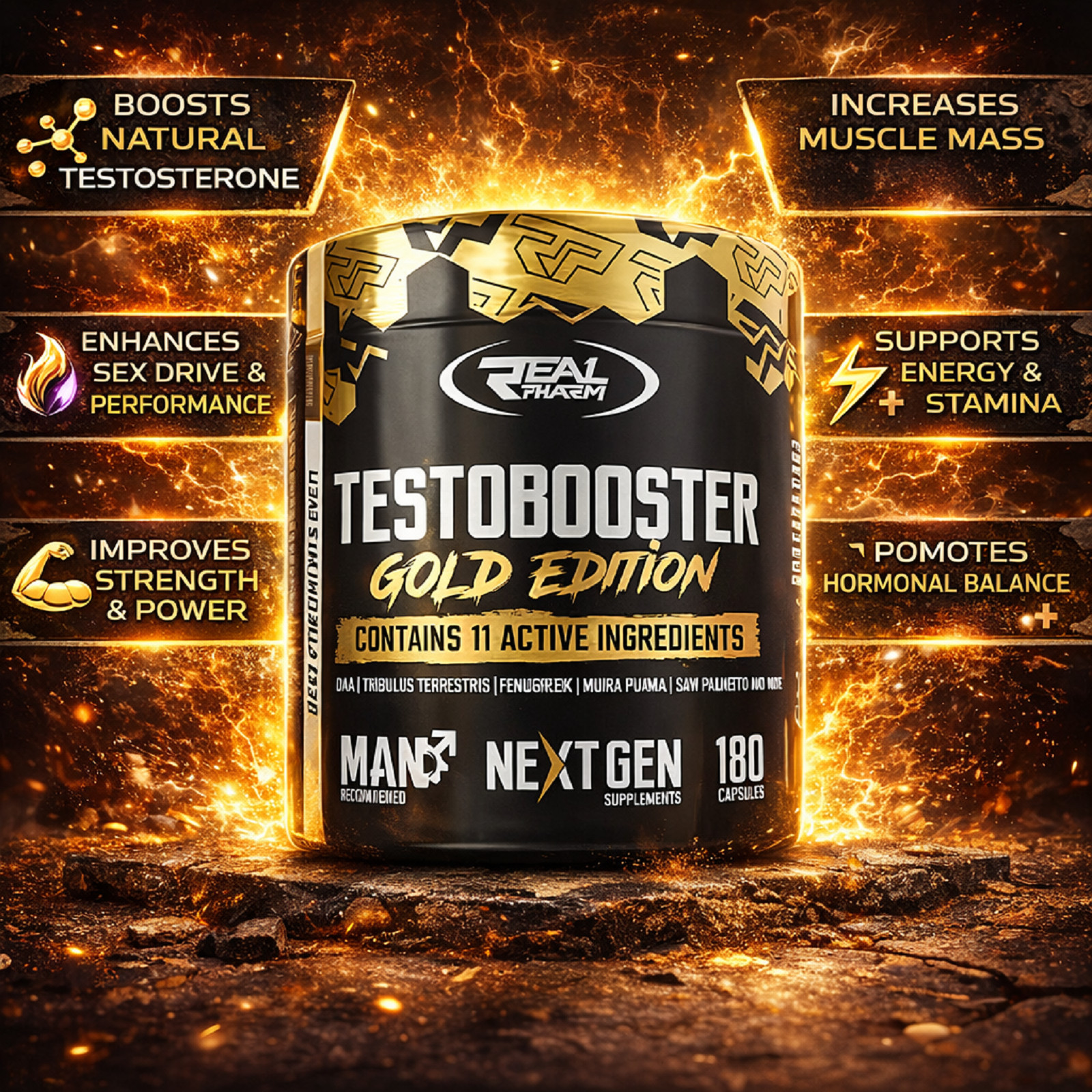 TESTO BOOSTER – Increases Testo – Improves Sexual Function & Muscle Growth