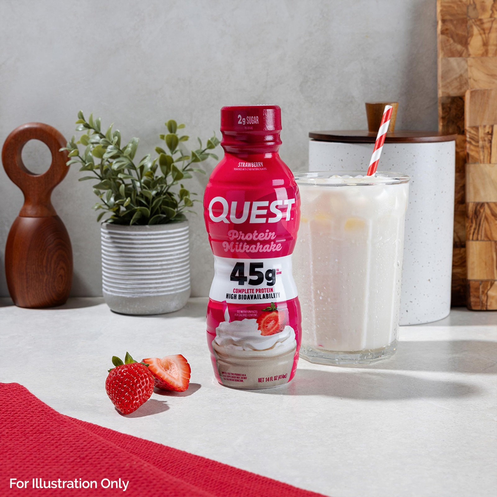 Quest Nutrition Strawberry Protein Shake, 45g Protein, 14 Fl Oz (Pack of 4)