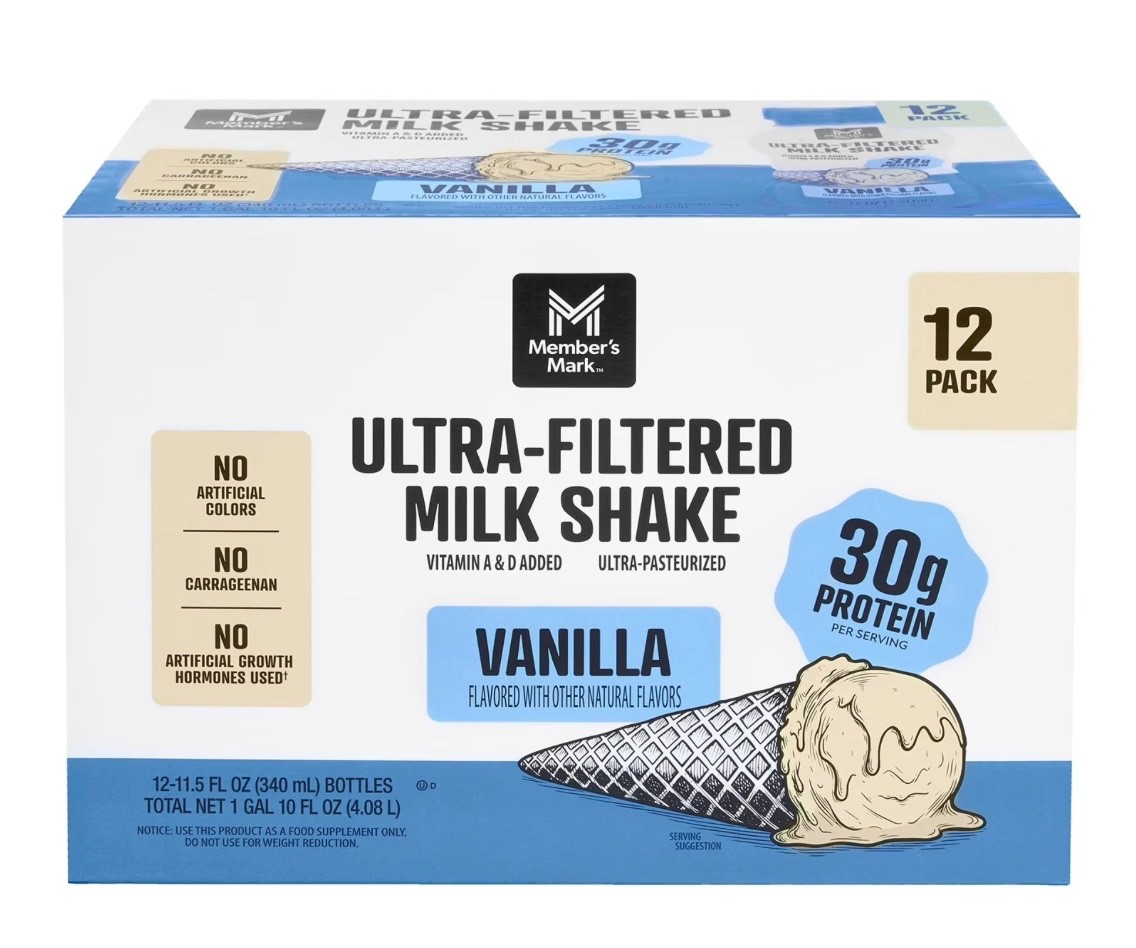 Member’s Mark Ultra-Filtered Milk Shake,Vanilla, 11.5 fl. oz.,12 pk. 30g Protein