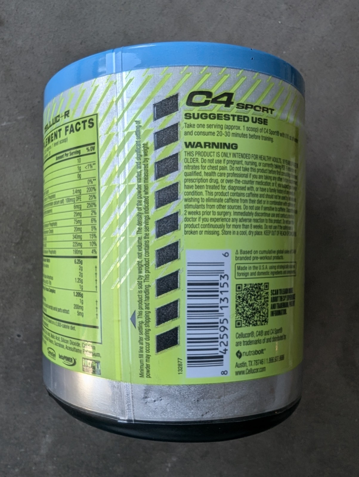 Celluc+r C4 Sport Pre-Workout – Icy Blue Razz – 8.6oz/20 Servings – EXP 8/2026